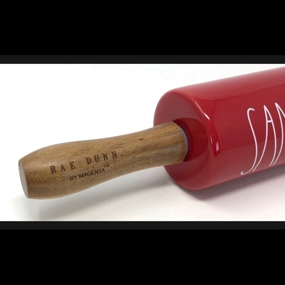 Rae Dunn Santa’s Helper Red Rolling Pin - Picture 3 of 8